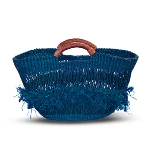 Sweet Licia's blue black basket with middle fringe