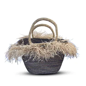 Sweet Licia's big basket (black and brown) with top fringes