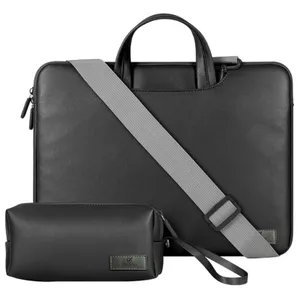 13/14 inches - Leather Laptop Bag with Accessory Pouch